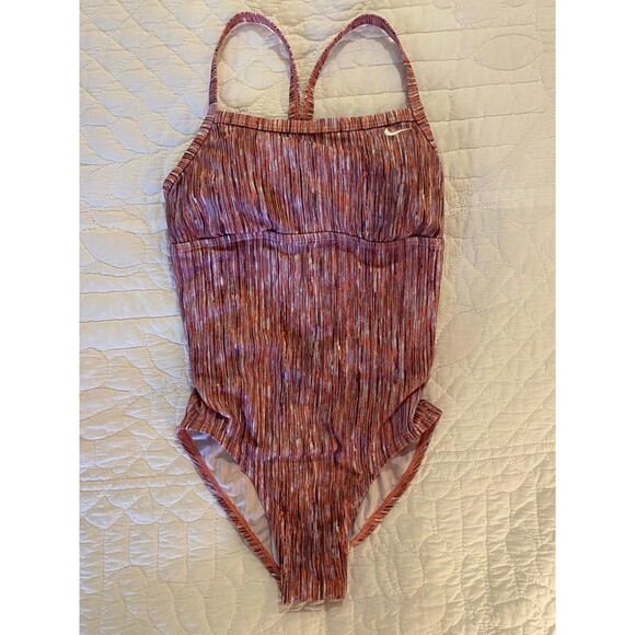 Nike Swimsuit One Piece Size Small Atomback Pink Striped Competition Competitive - Picture 11 of 12